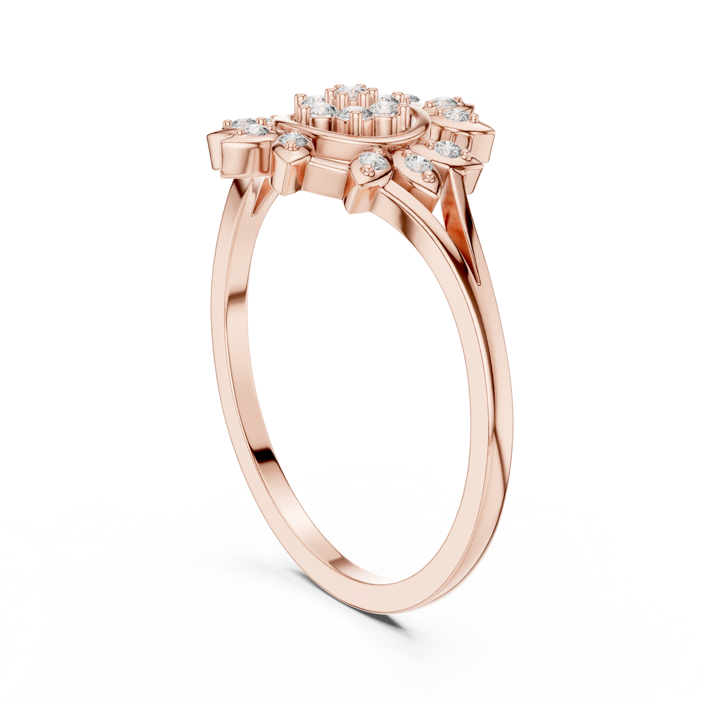 0.14 Carat Diamond Sunburst Medallion Ring | Yellow Gold