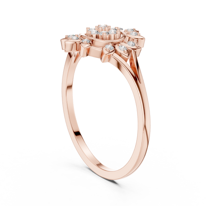 0.14 Carat Diamond Sunburst Medallion Ring | Yellow Gold