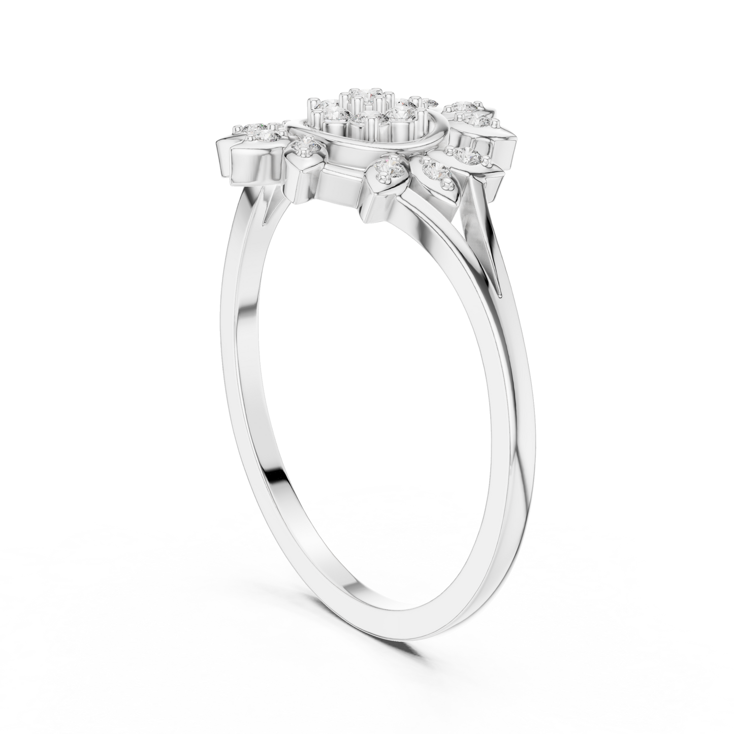 0.14 Carat Diamond Sunburst Medallion Ring | Yellow Gold