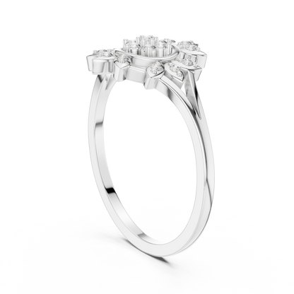 0.14 Carat Diamond Sunburst Medallion Ring | Yellow Gold