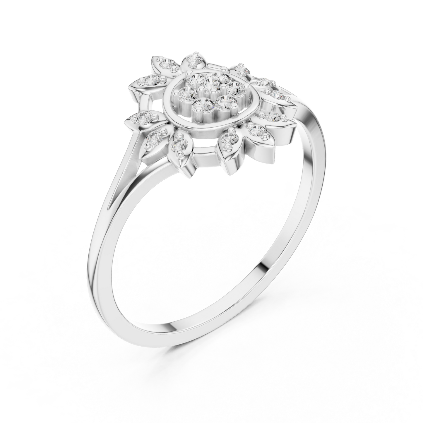 0.14 Carat Diamond Sunburst Medallion Ring | Yellow Gold
