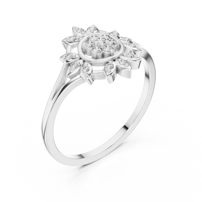 0.14 Carat Diamond Sunburst Medallion Ring | Yellow Gold