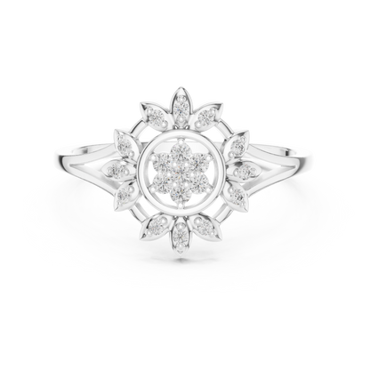 0.14 Carat Diamond Sunburst Medallion Ring | Yellow Gold