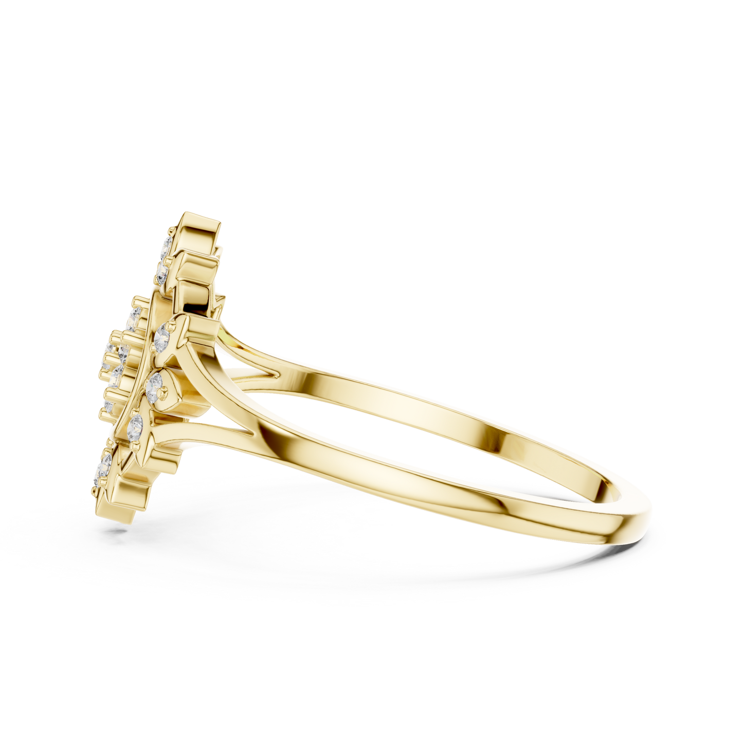 0.14 Carat Diamond Sunburst Medallion Ring | Yellow Gold