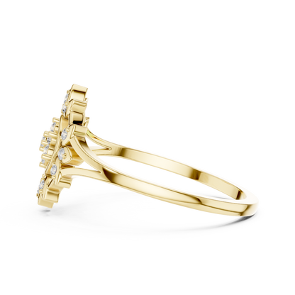0.14 Carat Diamond Sunburst Medallion Ring | Yellow Gold
