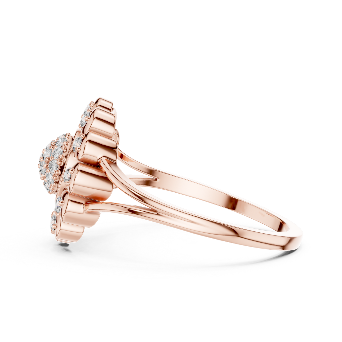 0.23ctw Round Diamond Sunflower Starburst Medallion Ring | Solid Gold