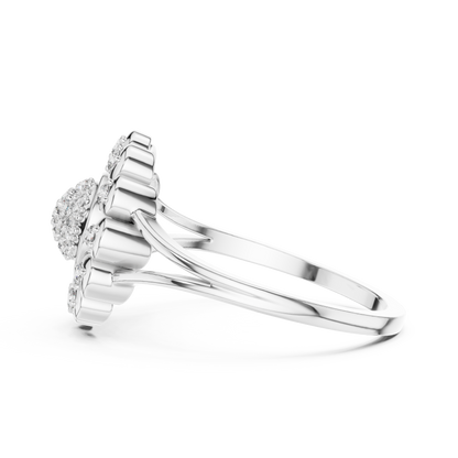 0.23ctw Round Diamond Sunflower Starburst Medallion Ring | Solid Gold
