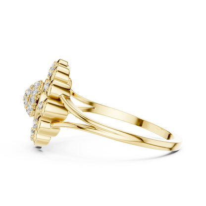 0.23ctw Round Diamond Sunflower Starburst Medallion Ring | Solid Gold