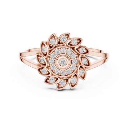 0.15ctw Diamond Pinwheel Sunburst Medallion Ring | Solid Gold