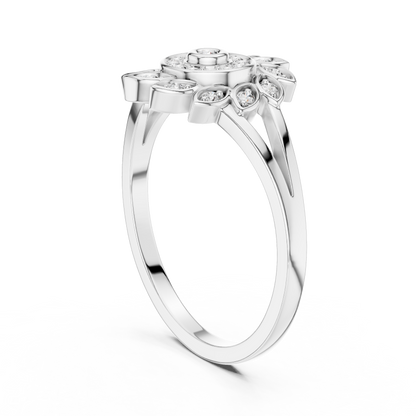 0.15ctw Diamond Pinwheel Sunburst Medallion Ring | Solid Gold