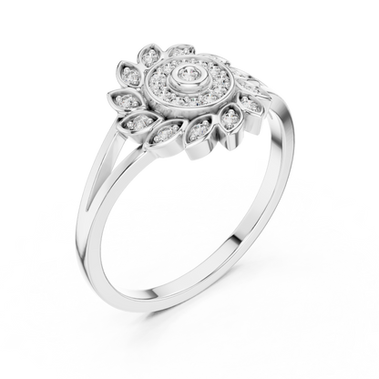 0.15ctw Diamond Pinwheel Sunburst Medallion Ring | Solid Gold