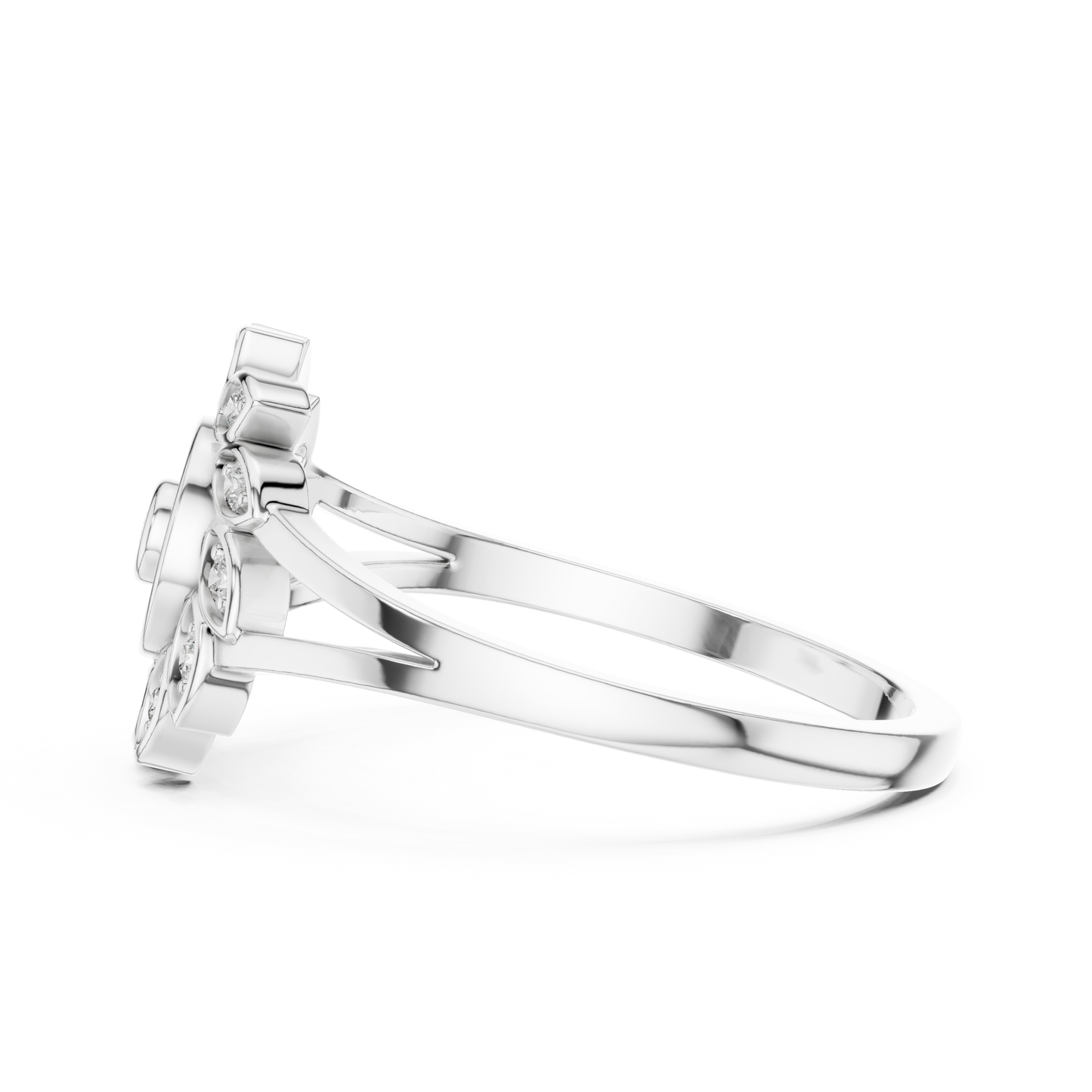 0.15ctw Diamond Pinwheel Sunburst Medallion Ring | Solid Gold
