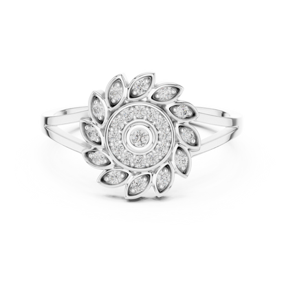 0.15ctw Diamond Pinwheel Sunburst Medallion Ring | Solid Gold