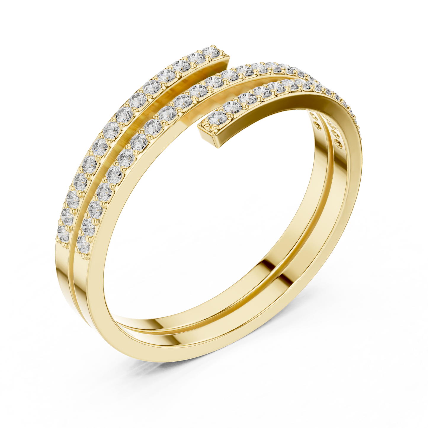 0.26 Carat Diamond Spiral Wrap Coil Ring | Yellow Gold