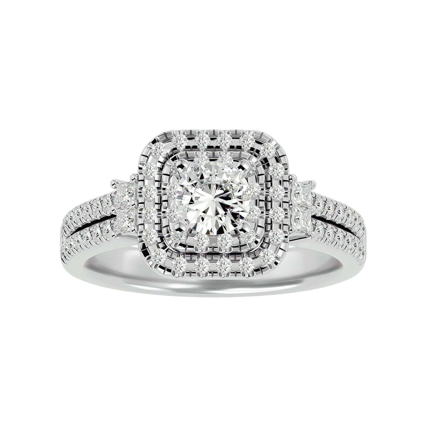 Lumière Beautiful Halo Ring- 0.74 Ct Round Diamond Gold Ring