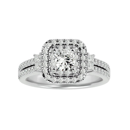 Lumière Beautiful Halo Ring- 0.74 Ct Round Diamond Gold Ring