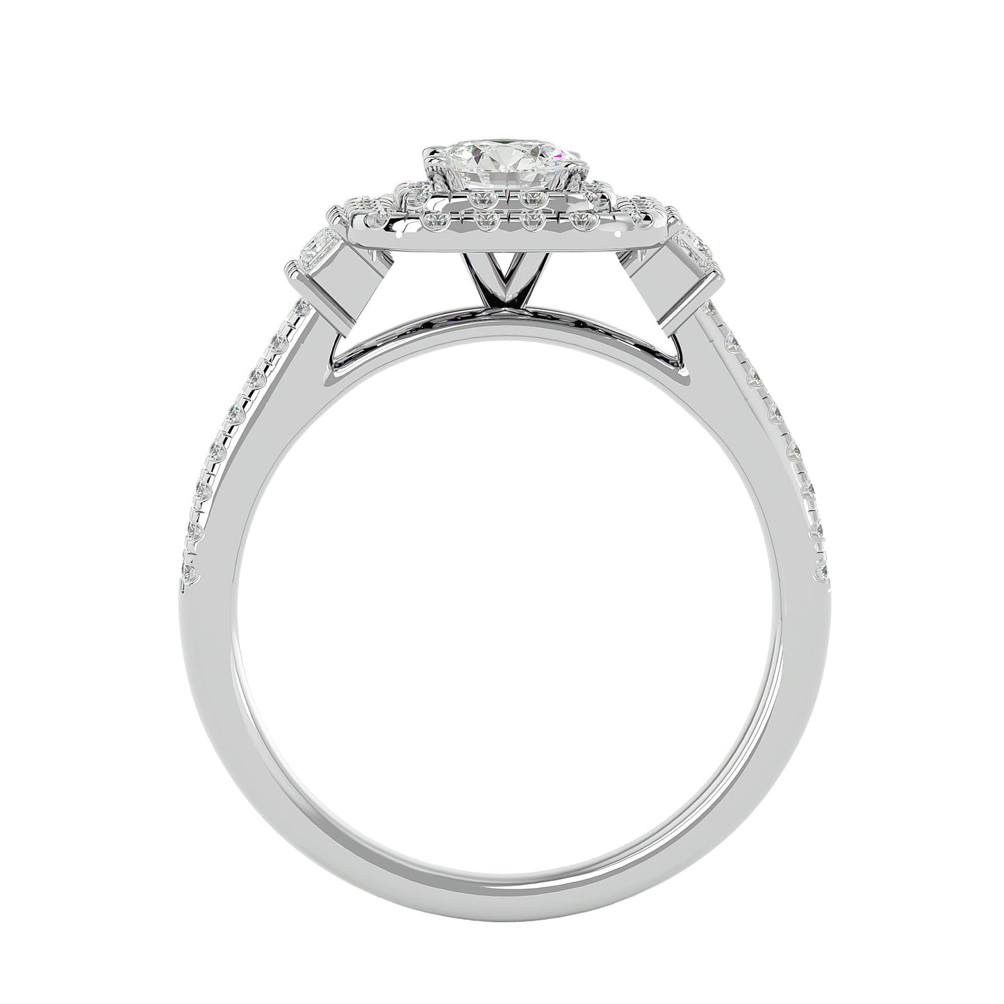 Lumière Beautiful Halo Ring- 0.74 Ct Round Diamond Gold Ring