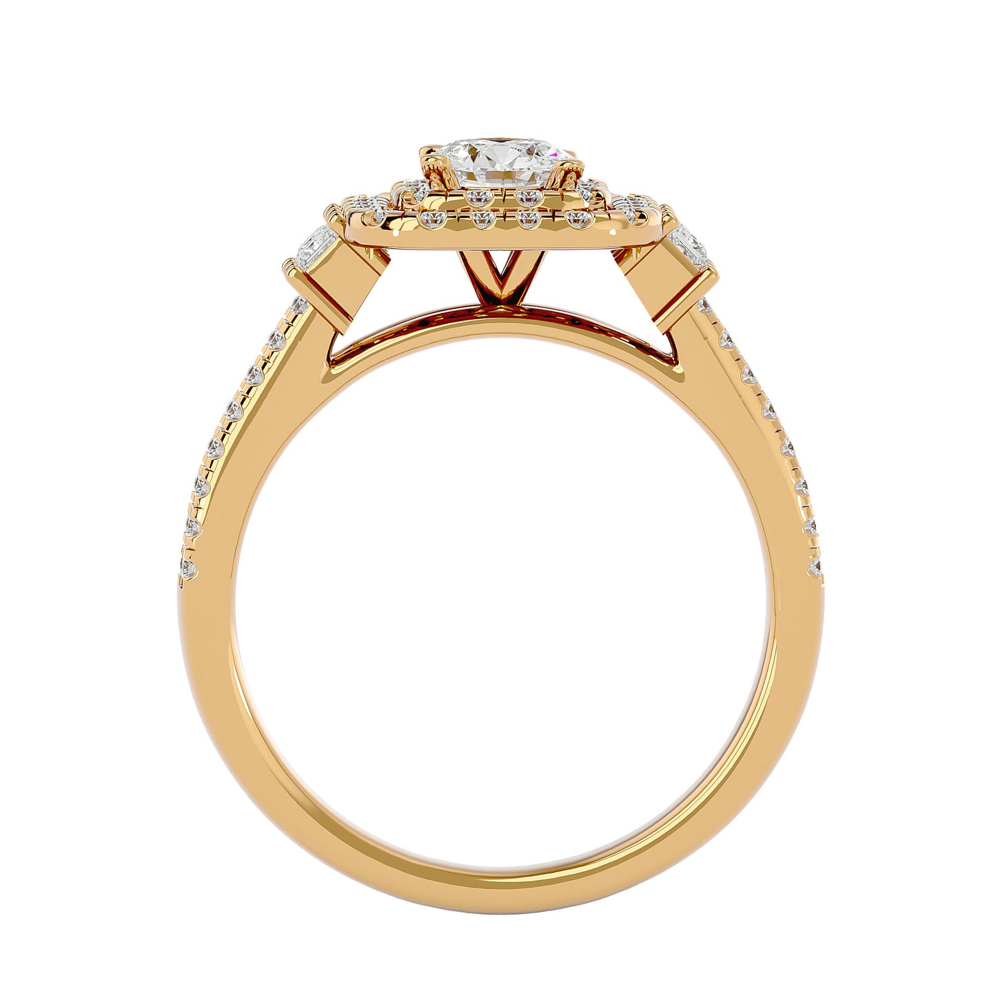 Lumière Beautiful Halo Ring- 0.74 Ct Round Diamond Gold Ring