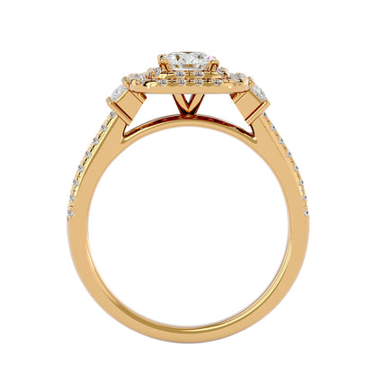 Lumière Beautiful Halo Ring- 0.74 Ct Round Diamond Gold Ring