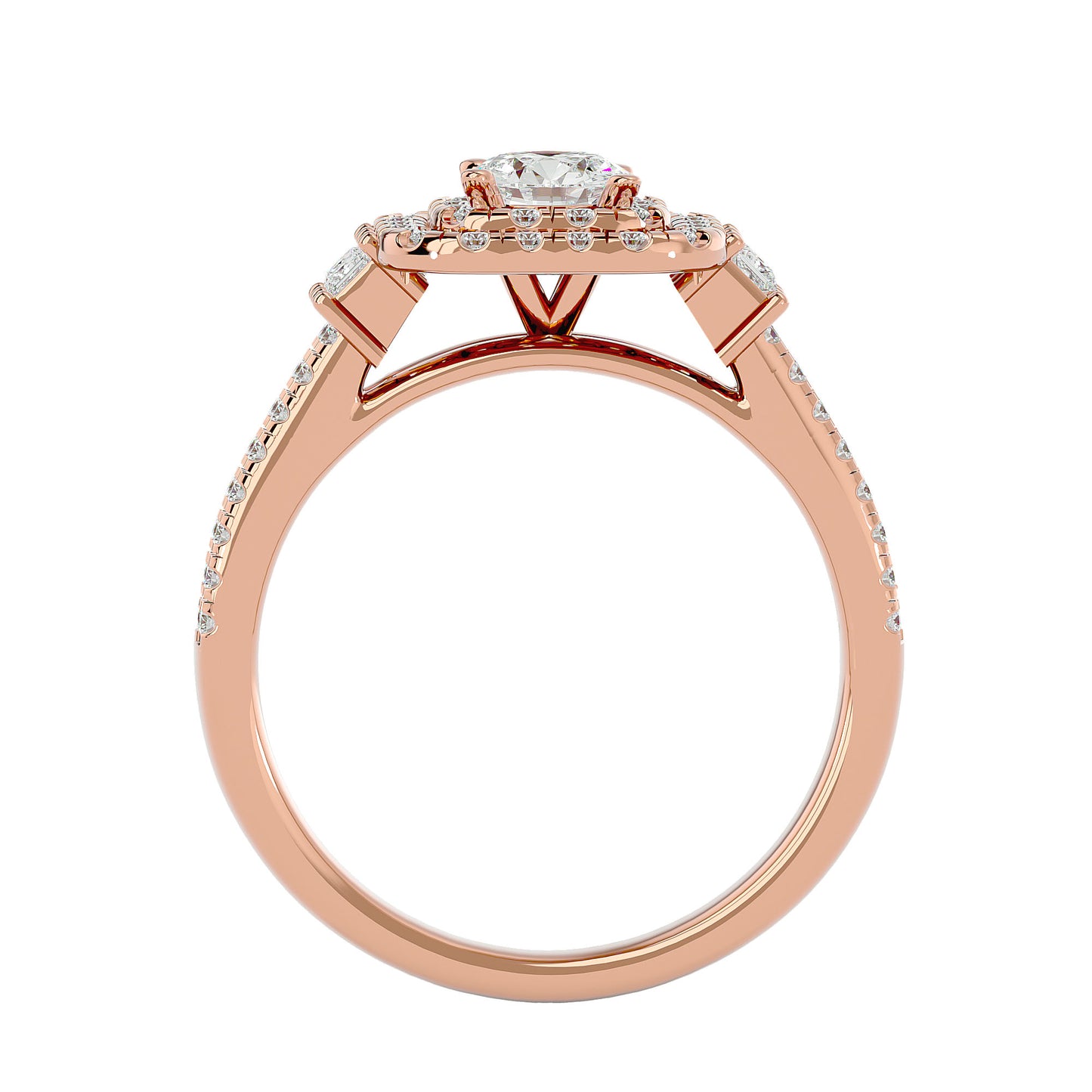 Lumière Beautiful Halo Ring- 0.74 Ct Round Diamond Gold Ring
