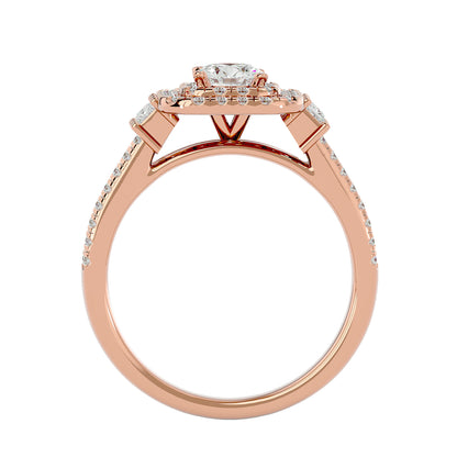 Lumière Beautiful Halo Ring- 0.74 Ct Round Diamond Gold Ring