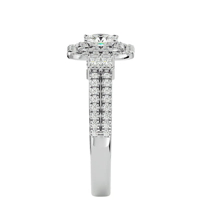 Lumière Beautiful Halo Ring- 0.74 Ct Round Diamond Gold Ring