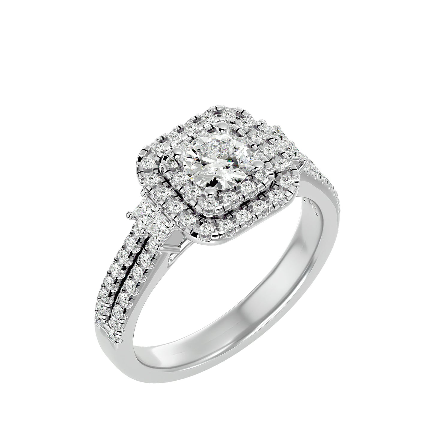 Lumière Beautiful Halo Ring- 0.74 Ct Round Diamond Gold Ring
