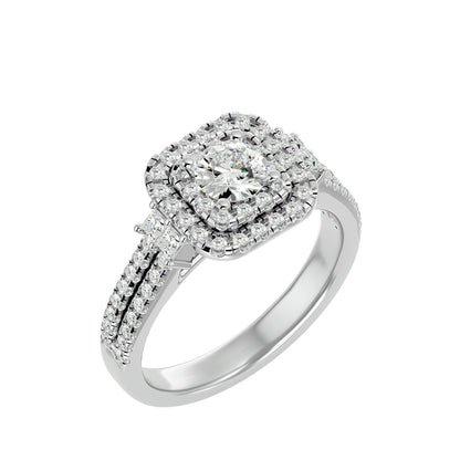 Lumière Beautiful Halo Ring- 0.74 Ct Round Diamond Gold Ring