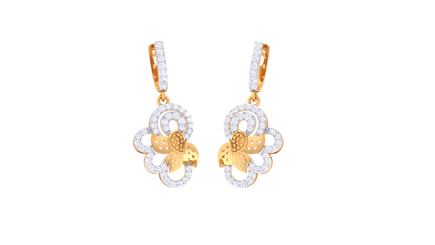Twisted Sparkle Hoop Earrings In Yellow Gold - 0.63 Ct Round Cut Diamonds