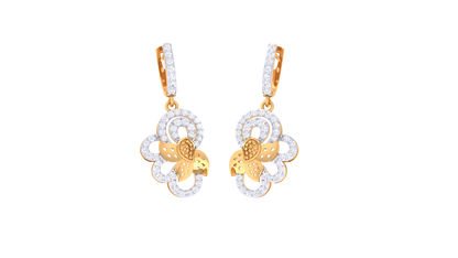 Twisted Sparkle Hoop Earrings In Yellow Gold - 0.63 Ct Round Cut Diamonds