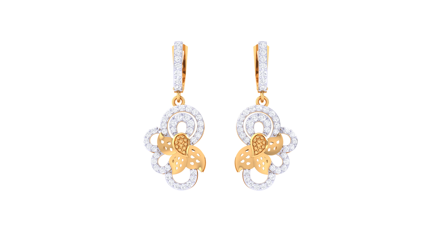 Twisted Sparkle Hoop Earrings In Yellow Gold - 0.63 Ct Round Cut Diamonds