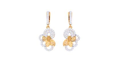 Twisted Sparkle Hoop Earrings In Yellow Gold - 0.63 Ct Round Cut Diamonds
