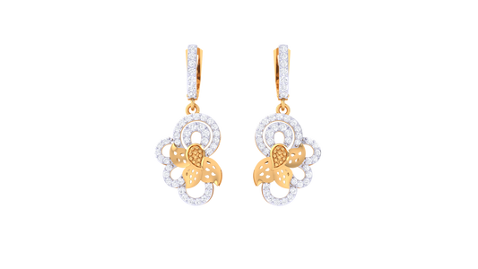 Twisted Sparkle Hoop Earrings In Yellow Gold - 0.63 Ct Round Cut Diamonds
