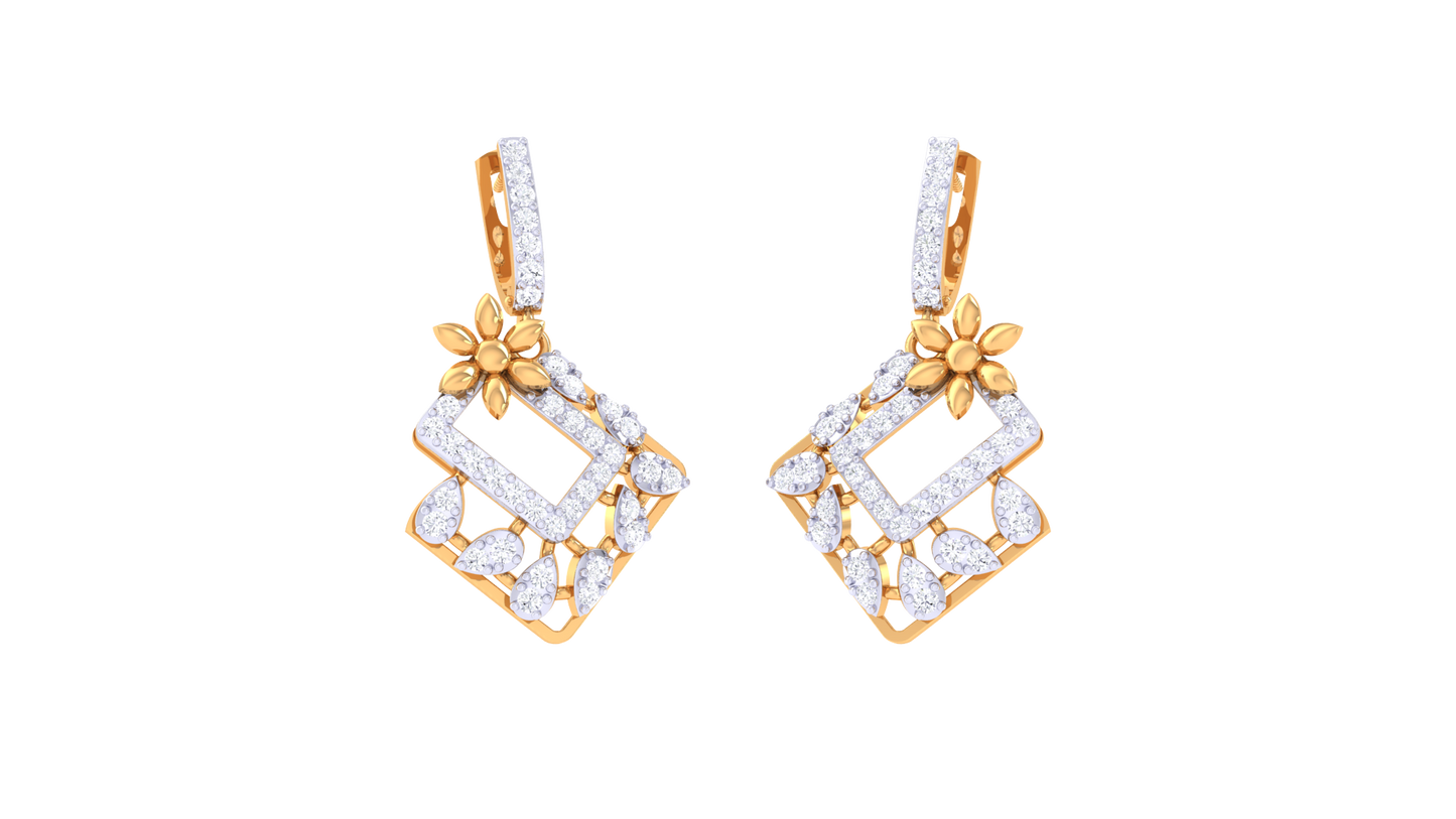 The Prism Mosic Hoop Earrings - 0.67 Ct Round Diamond In Yellow Gold