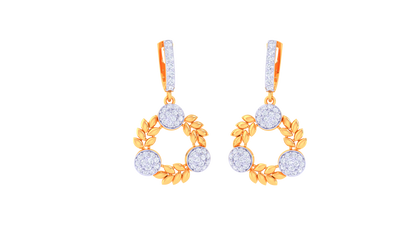 Triad Sparkle Leaf Hoop Earrings In Radiant Gold – 0.62 Ct Diamonds