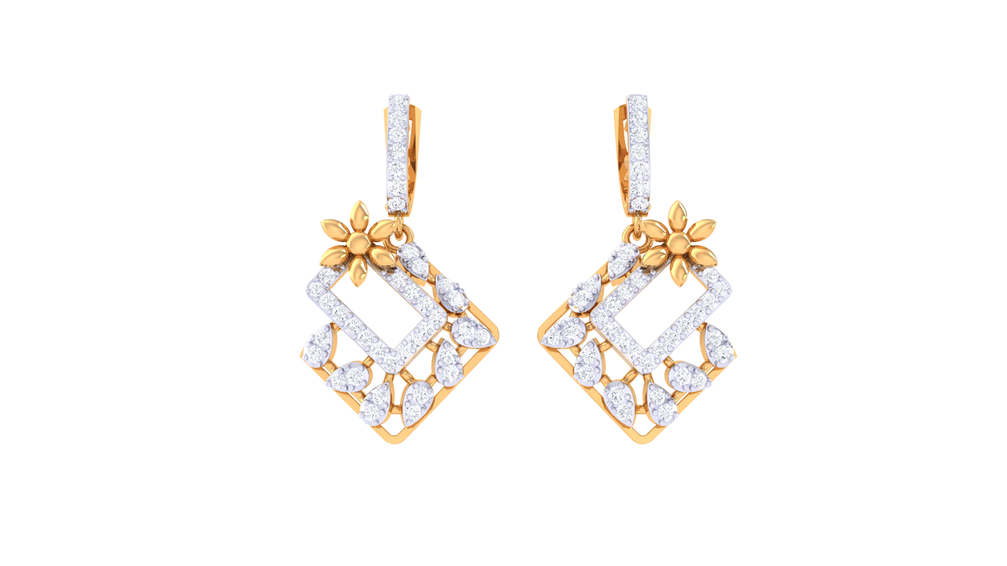 The Prism Mosic Hoop Earrings - 0.67 Ct Round Diamond In Yellow Gold