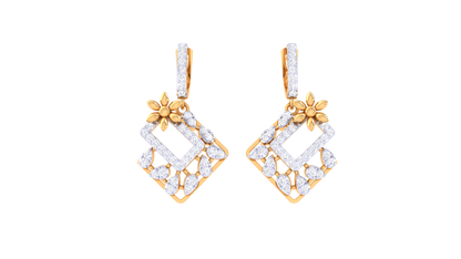 The Prism Mosic Hoop Earrings - 0.67 Ct Round Diamond In Yellow Gold