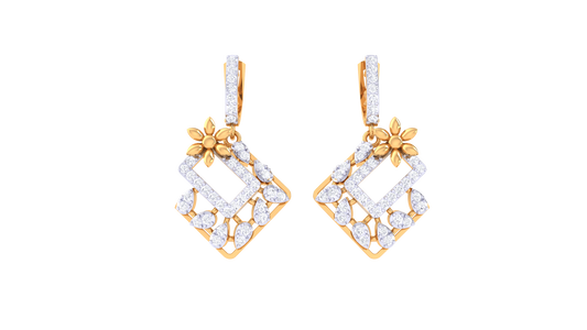 The Prism Mosic Hoop Earrings - 0.67 Ct Round Diamond In Yellow Gold