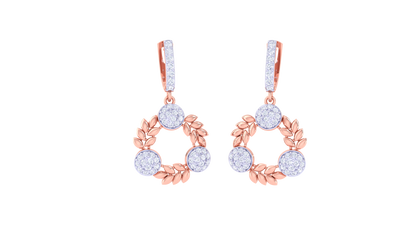 Triad Sparkle Leaf Hoop Earrings In Radiant Gold – 0.62 Ct Diamonds
