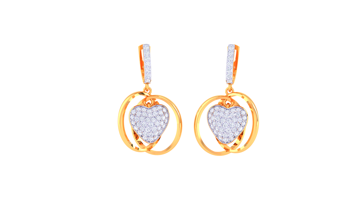 Golden Embrace Heart Hoop Earrings - 0.88 Ct Briliant Diamonds