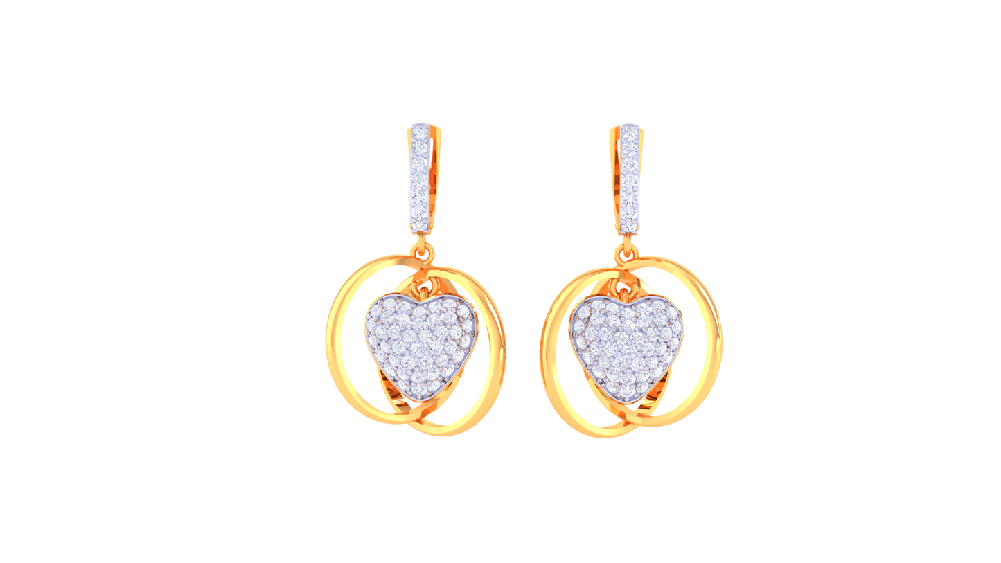 Golden Embrace Heart Hoop Earrings - 0.88 Ct Briliant Diamonds
