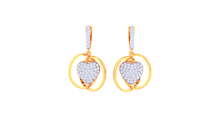 Golden Embrace Heart Hoop Earrings - 0.88 Ct Briliant Diamonds