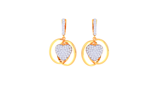 Golden Embrace Heart Hoop Earrings - 0.88 Ct Briliant Diamonds