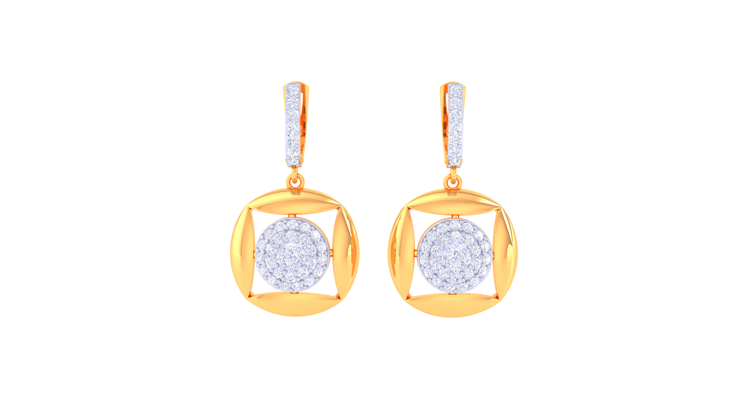Radiant Orbit Hoop Earrings In Rich Gold – 0.74 Ct Diamonds