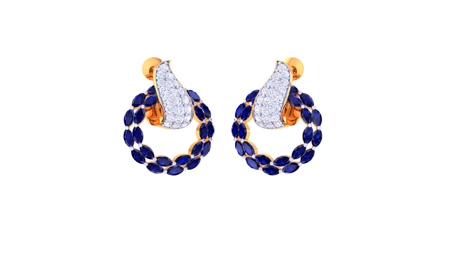 Celestial Crest Stud Earrings In Gold - 1.22 Ct Brilliant Diamonds