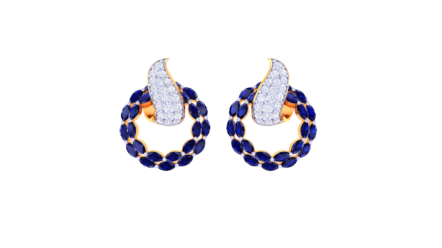 Celestial Crest Stud Earrings In Gold - 1.22 Ct Brilliant Diamonds