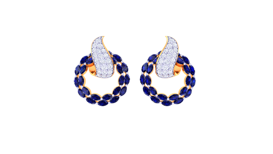 Celestial Crest Stud Earrings In Gold - 1.22 Ct Brilliant Diamonds