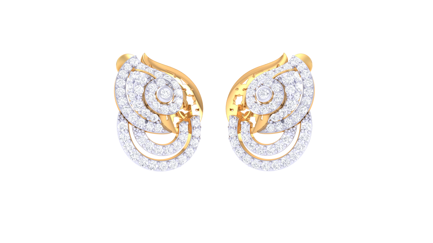 Surreal Delicate Stud Earrings In Yellow Gold - 0.77 Brilliant Sparkle Round Diamonds