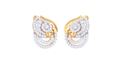 Surreal Delicate Stud Earrings In Yellow Gold - 0.77 Brilliant Sparkle Round Diamonds