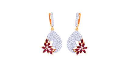 Crimson Bloom Hoop Earrings In Luminous Gold – 1.50 Ct Brilliant Diamonds